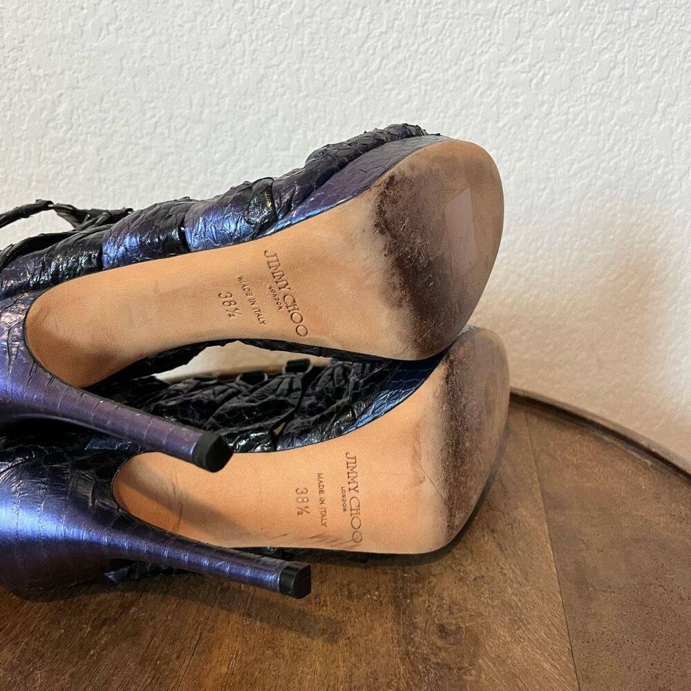 Jimmy Choo Iridescent Python Skin Strappy Heels S… - image 7